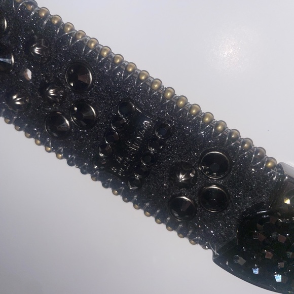 BB SIMON BELT W/ BLACK SWAROVSKI AND PEWTER PARACHUTE - BLACK - Picture 3 of 6